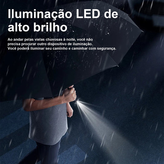 Guarda Chuva Dobrável Automático 10 Ossos com Luzes de LED, Ultravioleta, Umbrella